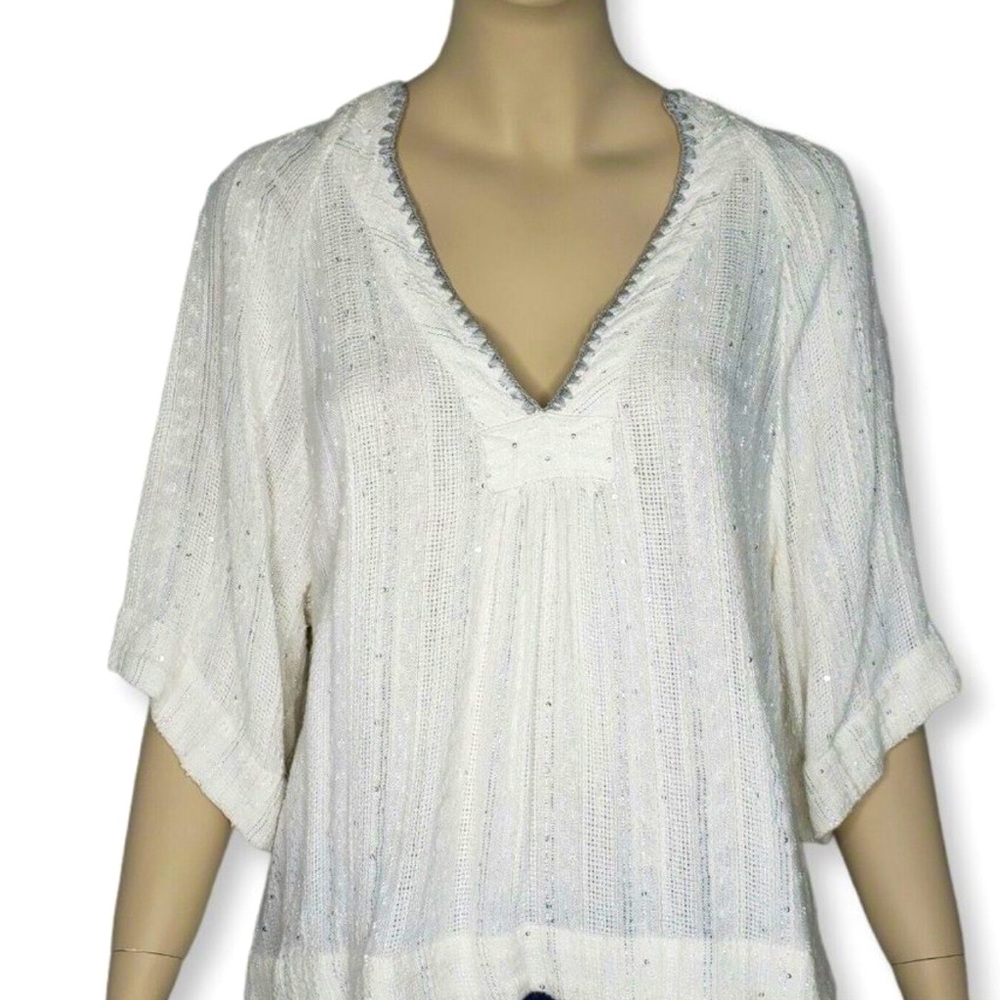 Free People Get Over It Metallic Pullover Blouse chest -38. Length -23